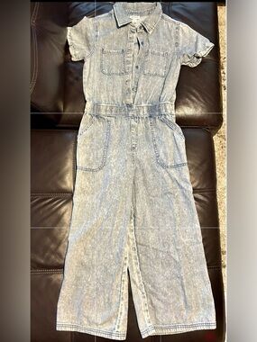 Cat & Jack Light Denim Short Sleeve Jumpsuit Romper